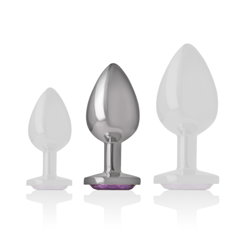 Intense - Analplug aus Aluminiummetall mit Violettem Kristall, Grösse M