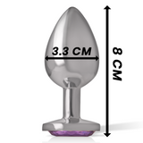 Intense - Analplug aus Aluminiummetall mit Violettem Kristall, Grösse M