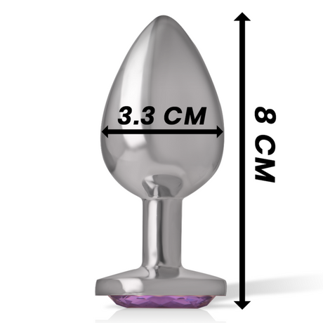Intense - Analplug aus Aluminiummetall mit Violettem Kristall, Grösse M