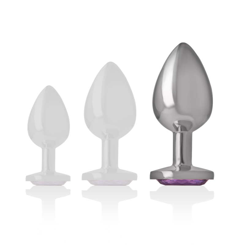 Intense - Analplug aus Aluminiummetall mit Violettem Kristall, Grösse L