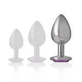 Intense - Analplug aus Aluminiummetall mit Violettem Kristall, Grösse L