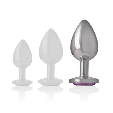 Intense - Analplug aus Aluminiummetall mit Violettem Kristall, Grösse L