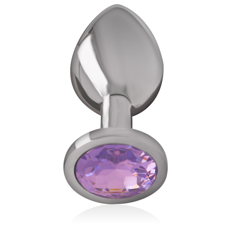 Intense - Analplug aus Aluminiummetall mit Violettem Kristall, Grösse L