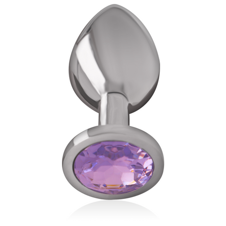 Intense - Analplug aus Aluminiummetall mit Violettem Kristall, Grösse L