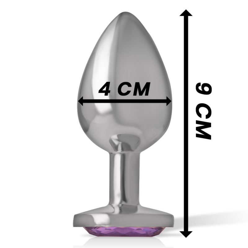 Intense - Analplug aus Aluminiummetall mit Violettem Kristall, Grösse L