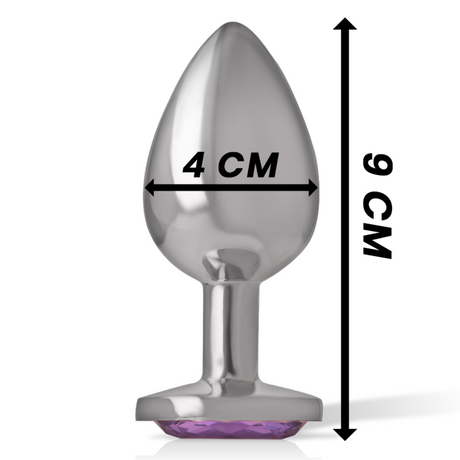 Intense - Analplug aus Aluminiummetall mit Violettem Kristall, Grösse L
