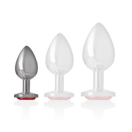 Intense - Analstecker aus Aluminiummetall mit Rotem Kristall, Grösse S
