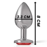 Intense - Metall-Analstecker mit Roten Kristall Grösse M
