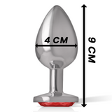 Intense - Analplug aus Aluminiummetall mit Rotem Kristall, Grösse L