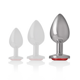 Intense - Analplug aus Aluminiummetall mit Rotem Kristall, Grösse L