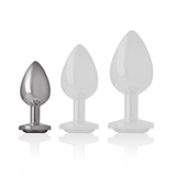 Intense - Analplug aus Aluminiummetall mit Schwarzem Kristall, Grösse S