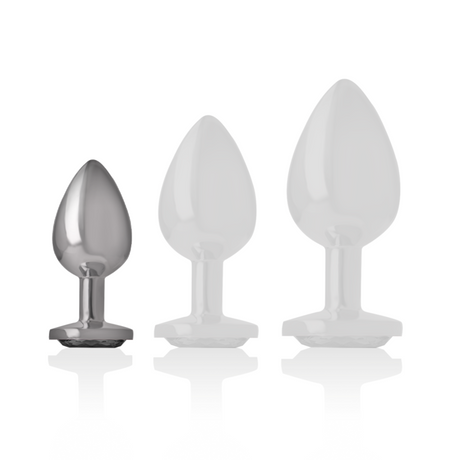 Intense - Analplug aus Aluminiummetall mit Schwarzem Kristall, Grösse S