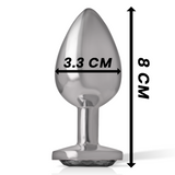 Intense - Analplug aus Aluminiummetall mit Schwarzem Glas, Grösse M