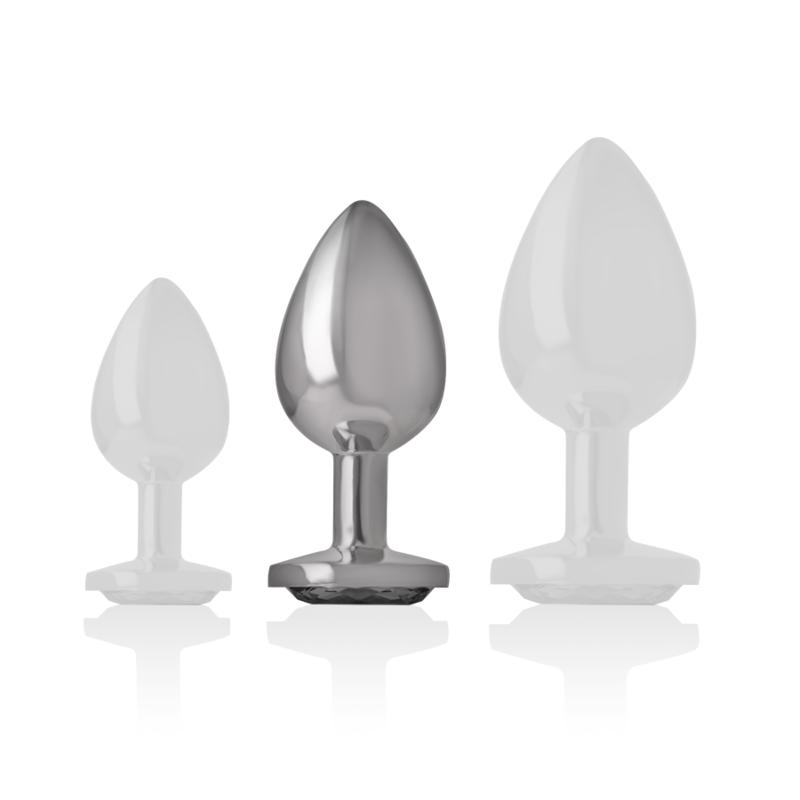 Intense - Analplug aus Aluminiummetall mit Schwarzem Glas, Grösse M