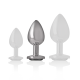 Intense - Analplug aus Aluminiummetall mit Schwarzem Glas, Grösse M