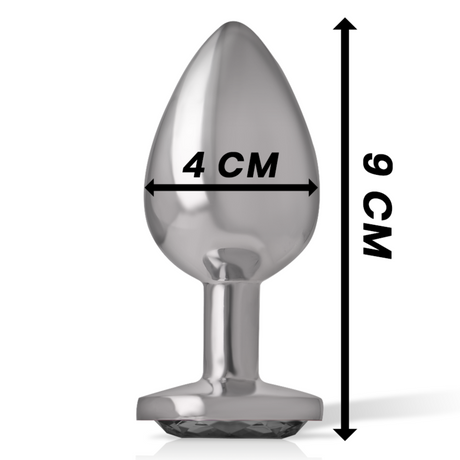 Intense - Analplug aus Aluminiummetall mit Schwarzem Glas, Grösse L