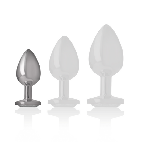 Intense - Analplug aus Aluminiu Mmetall mit Silbernem Kristall, Grösse S
