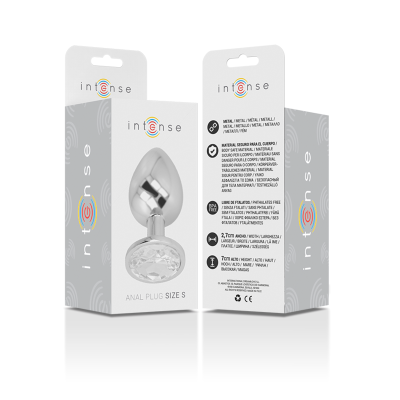 Intense - Analplug aus Aluminiu Mmetall mit Silbernem Kristall, Grösse S