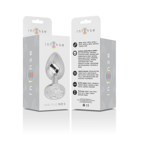 Intense - Analplug aus Aluminiu Mmetall mit Silbernem Kristall, Grösse S