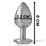 Intense - Aluminium-Metall-Analsplug mit Silbernem Kristall, Grösse M