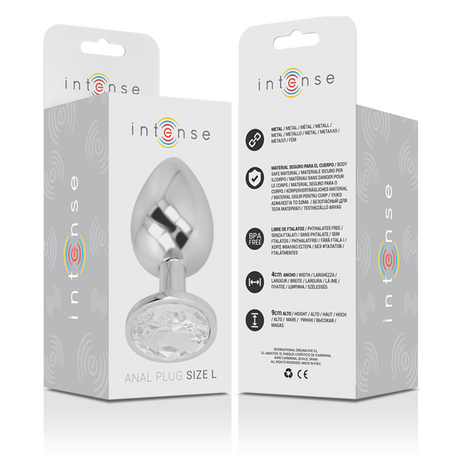 Intense - Analplug aus Aluminiu Mmetall mit Silbernem Kristall, Grösse L