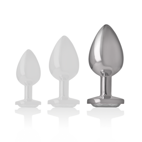 Intense - Analplug aus Aluminiu Mmetall mit Silbernem Kristall, Grösse L