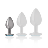 Intense - Analstecker aus Aluminiummetall mit Blauem Kristall, Grösse S