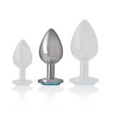 Intense - Analplug aus Aluminiummetall mit Blauem Glas, Grösse M