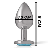 Intense - Analplug aus Aluminiummetall mit Blauem Glas, Grösse M