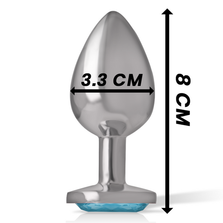 Intense - Analplug aus Aluminiummetall mit Blauem Glas, Grösse M