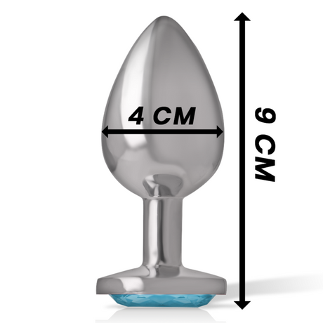 Intense - Analplug aus Aluminiummetall mit Blauem Kristall, Grösse L