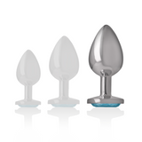 Intense - Analplug aus Aluminiummetall mit Blauem Kristall, Grösse L