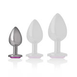 Intense - Aluminiummetall-Analsplug mit Rosafarbenem Kristall, Grösse S