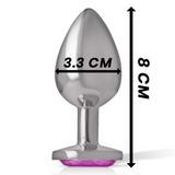 Intense - Analplug aus Aluminiummetall mit Rosa Kristall, Grösse M