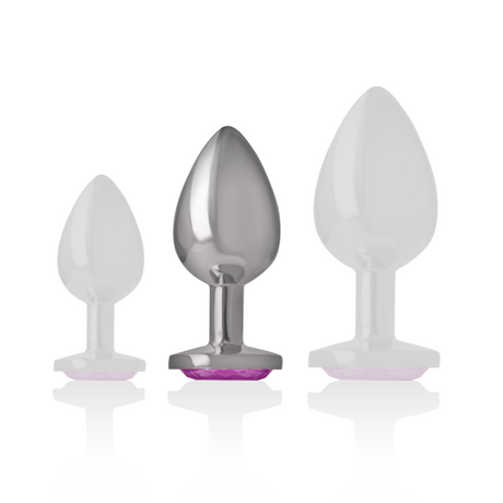 Intense - Analplug aus Aluminiummetall mit Rosa Kristall, Grösse M