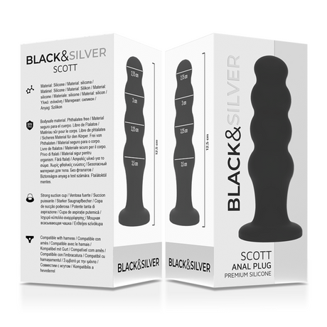 Black&Silver - Scott Premium Silikon Analplug Schwarz