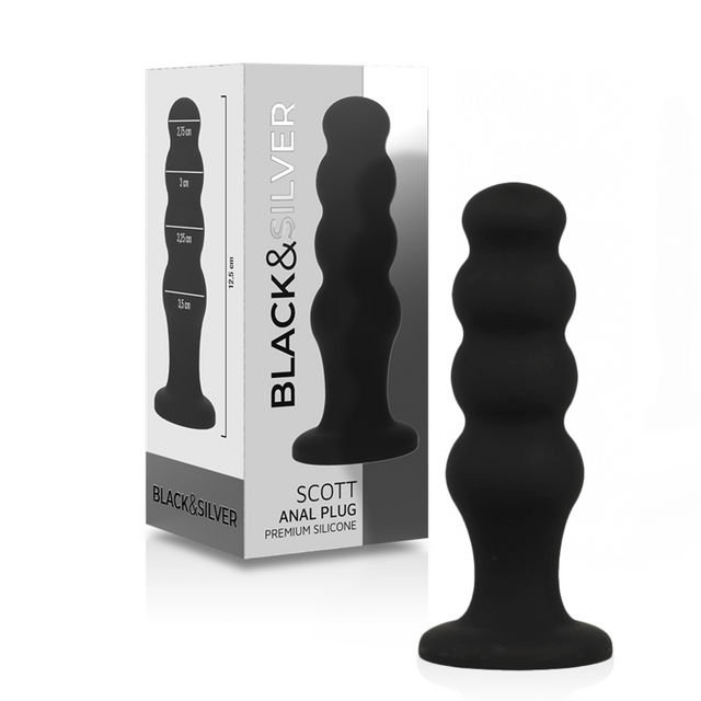 Black&Silver - Scott Premium Silikon Analplug Schwarz