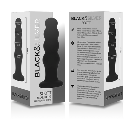 Black&Silver - Scott Premium Silikon Analplug Schwarz
