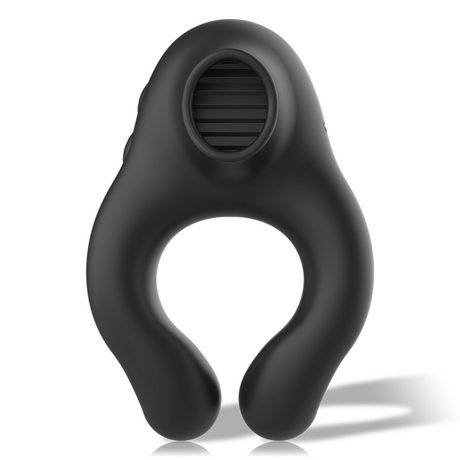 Black&Silver - Vibratorring aus Silikon, 3 Motoren, Wiederaufladbar, Schwarz