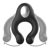 Black&Silver - Vibratorring aus Silikon, 3 Motoren, Wiederaufladbar, Schwarz
