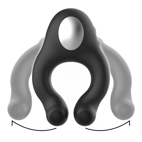 Black&Silver - Vibratorring aus Silikon, 3 Motoren, Wiederaufladbar, Schwarz
