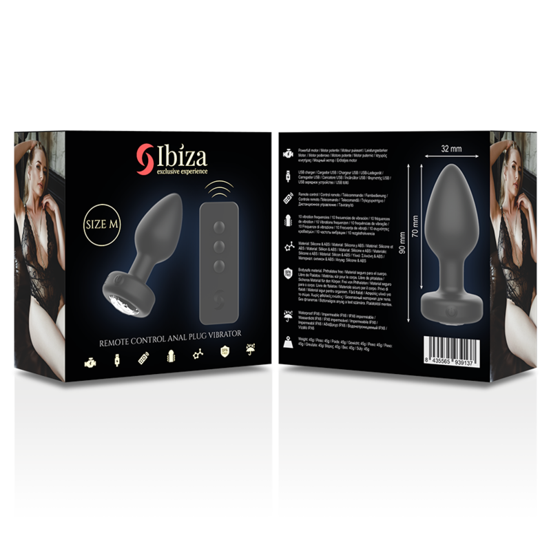 Ibiza - Anal-Stecker mit Fernbedienung, Grösse M