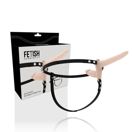 Strap-on Doppelte Penetration Fleisch Hautfarbe 15 cm.1
