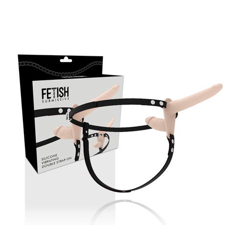 Strap-on Doppelte Penetration Fleisch Hautfarbe 15 cm.1