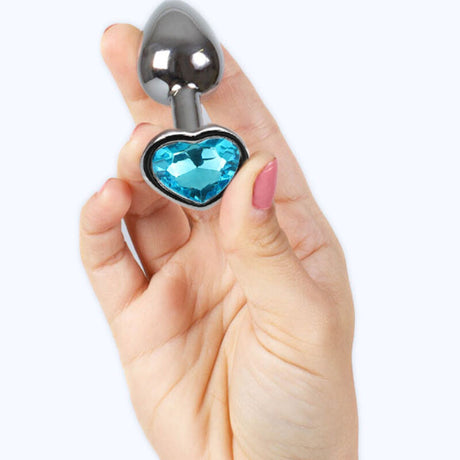Secretplay - Butt Plug aus Metall, Blaues Herz, Kleine Grösse 7 cm
