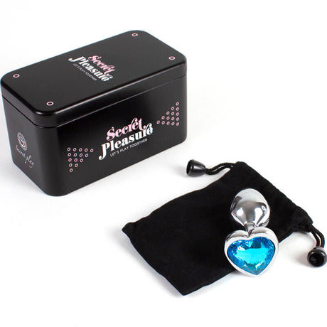 Secretplay - Butt Plug aus Metall, Blaues Herz, Kleine Grösse 7 cm