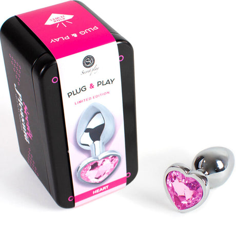 Secretplay - Butt Plug aus Metall Fuchsia Herz Kleine Grösse 7 cm