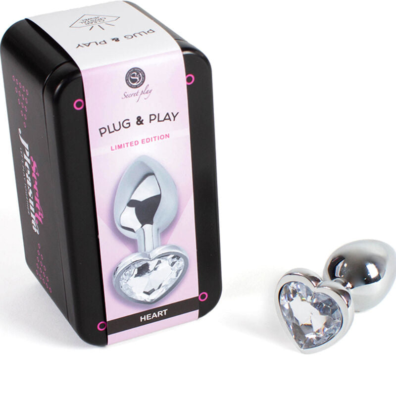 Secretplay - Butt Plug aus Metall, Klares Kristallherz, Kleine Grösse 7 cm