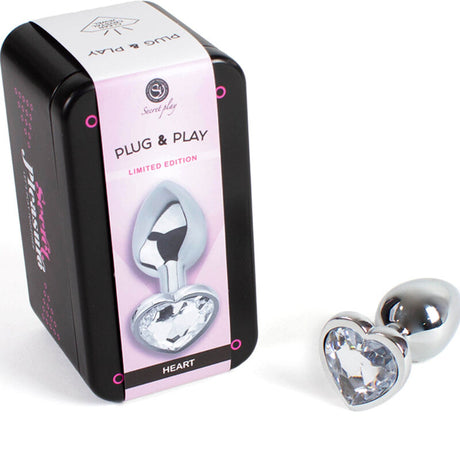 Secretplay - Butt Plug aus Metall, Klares Kristallherz, Kleine Grösse 7 cm