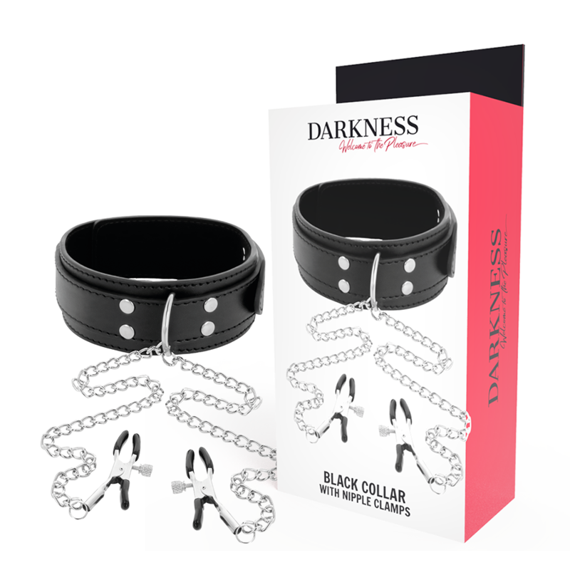 Darkness - Halsband mit Nippelklammern Schwarz
